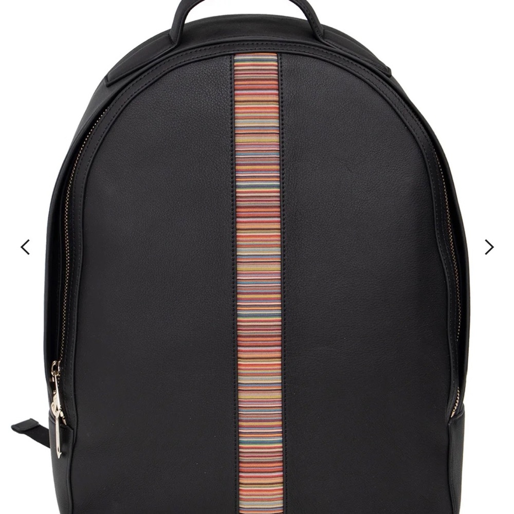 Paul Smith Black Backpack with Vibrant Stripe Design